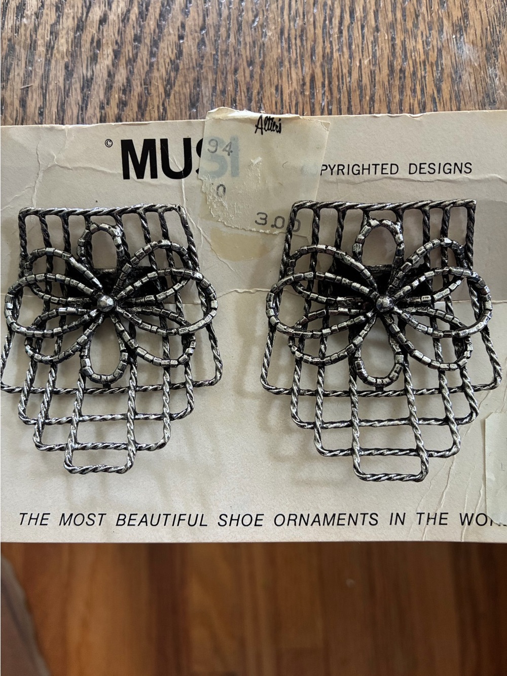 Vintage MUSI Silver-Tone Flower Shoe Clips